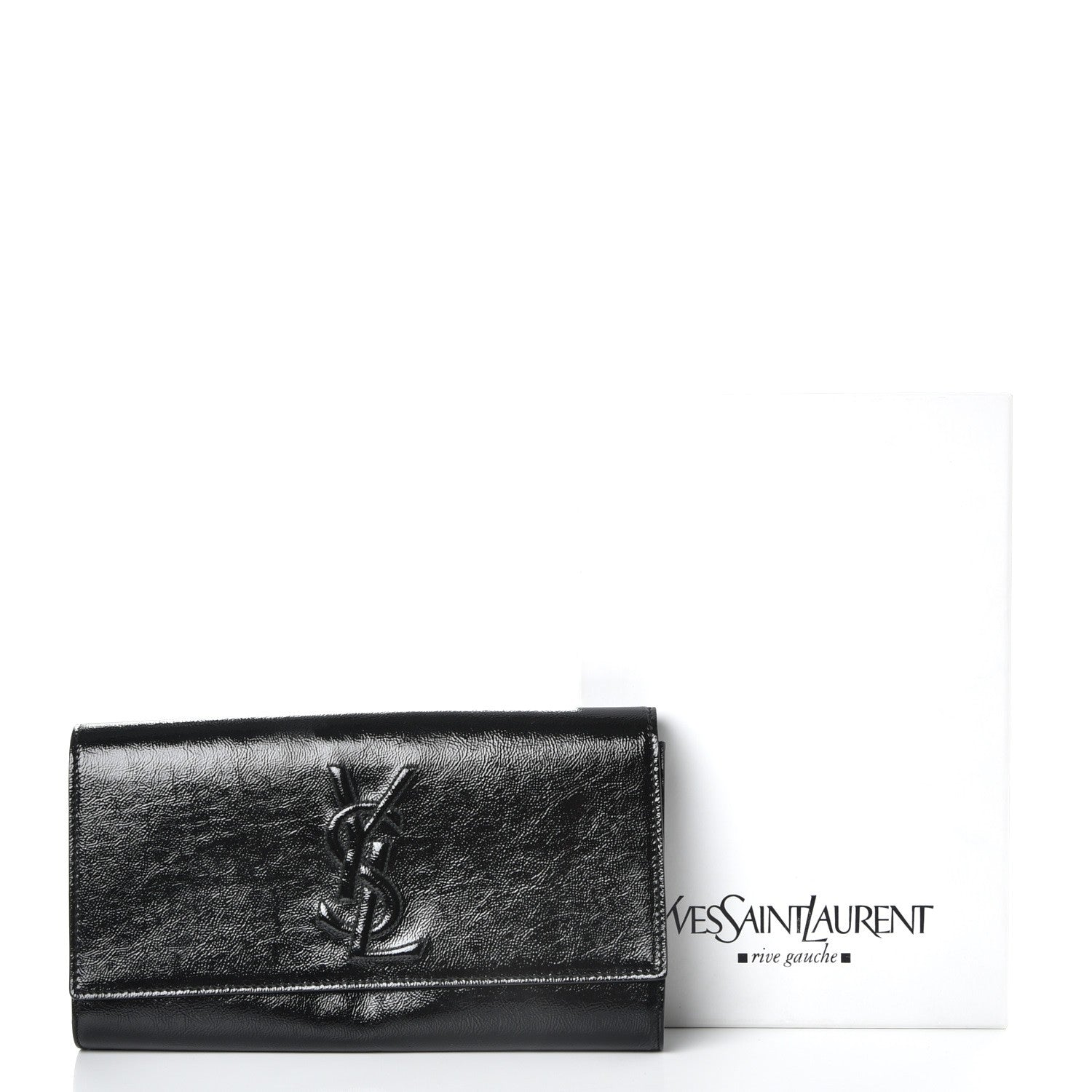 Saint Laurent Textured Patent Monogram Large Belle De Jour Clutch Black 8 of 8