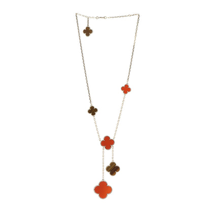 Van Cleef & Arpels 18K Yellow Gold Carnelian Tiger Eye 6 Motifs Magic Alhambra Necklace 3 of 5