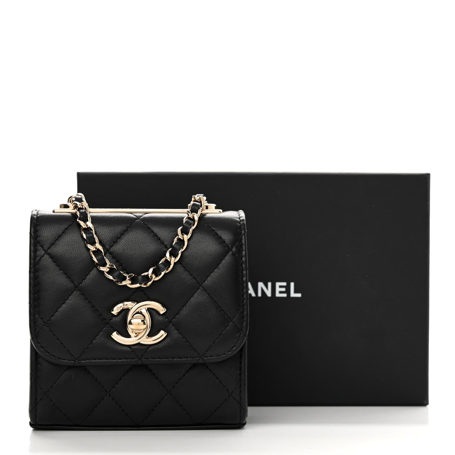 Chanel Lambskin Quilted Mini Trendy CC Chain Wallet Black 13 of 13