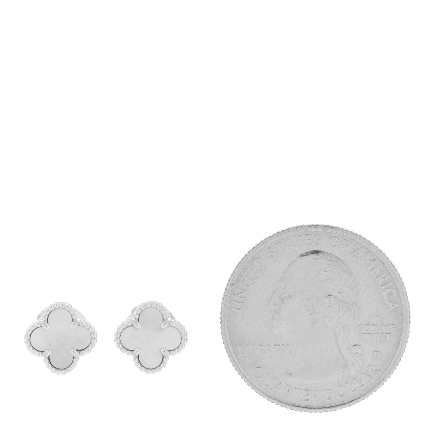 Van Cleef & Arpels 18K White Gold Mother of Pearl Sweet Alhambra Earrings 2 of 5