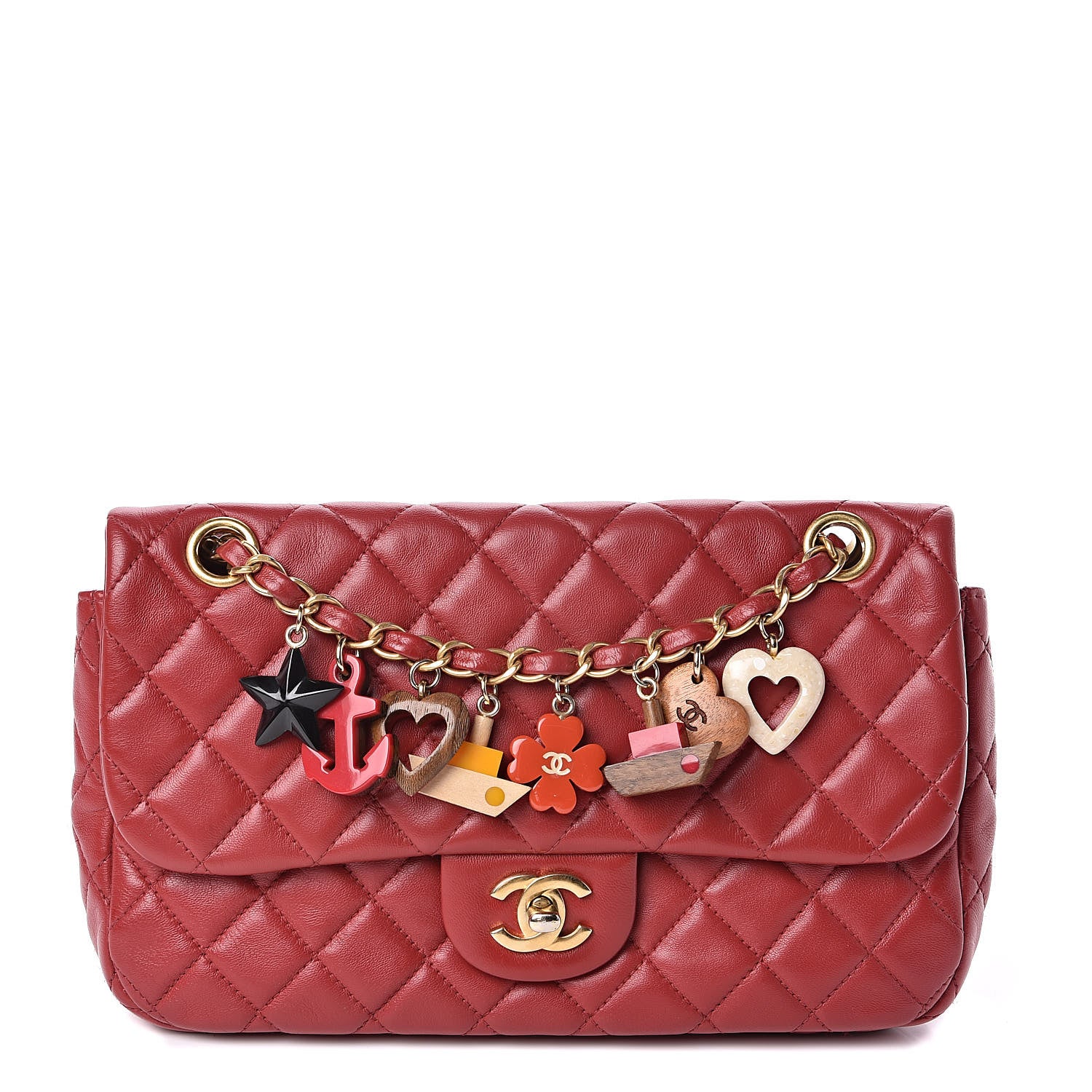 Chanel Lambskin Quilted Medium Cruise Charm Flap Red 1 of 10