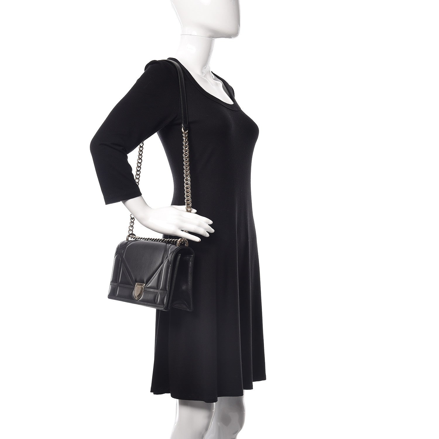Christian Dior Lambskin Medium Diorama Flap Bag Black 2 of 13