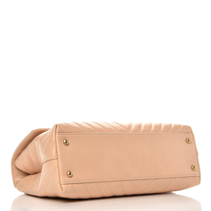 Chanel Calfskin Chevron Quilted Large Coco Handle Flap Light Beige 4 of 8