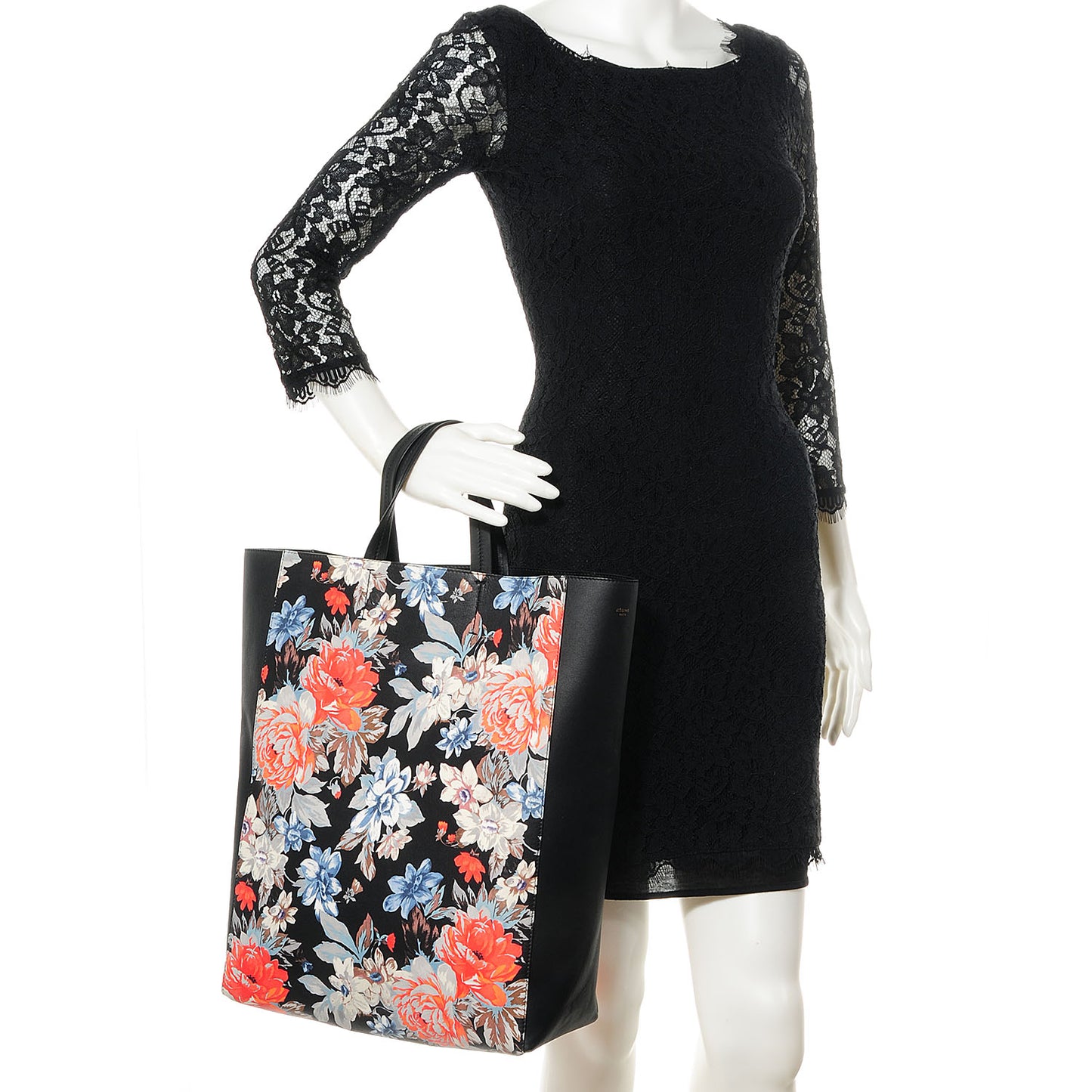 Lambskin Floral Vertical Cabas Potiron