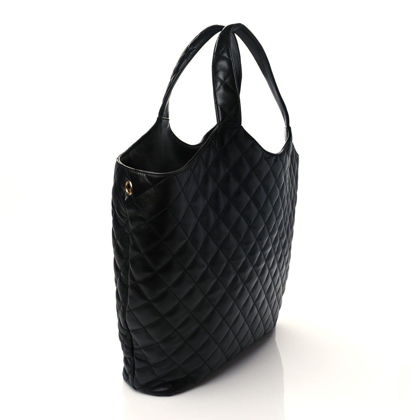 Lambskin Quilted Maxi Icare Shopping Tote Black