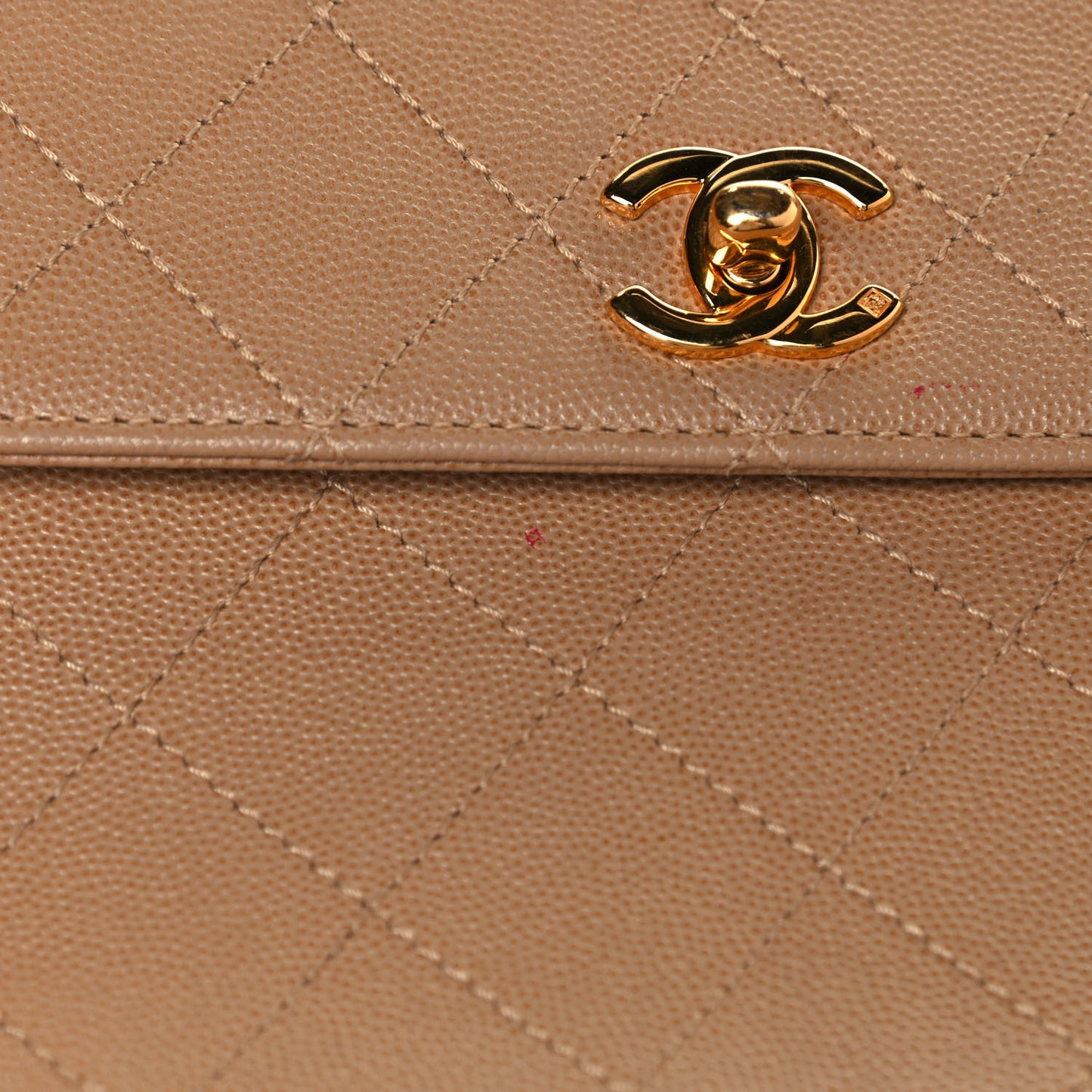 Caviar Stitched Medium Flap Beige
