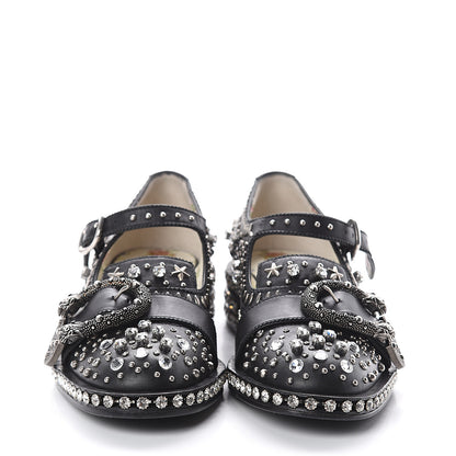 Gucci Calfskin Crystal Studded Womens Queercore Brogue Monk Strap Loafers 36.5 Black 2 of 7