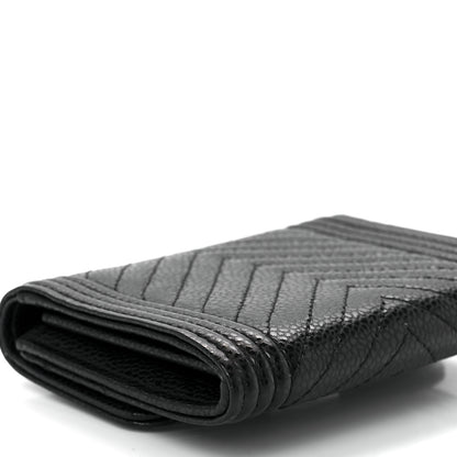 Chanel Caviar Chevron Quilted Boy Card Holder Wallet Black 10 of 11