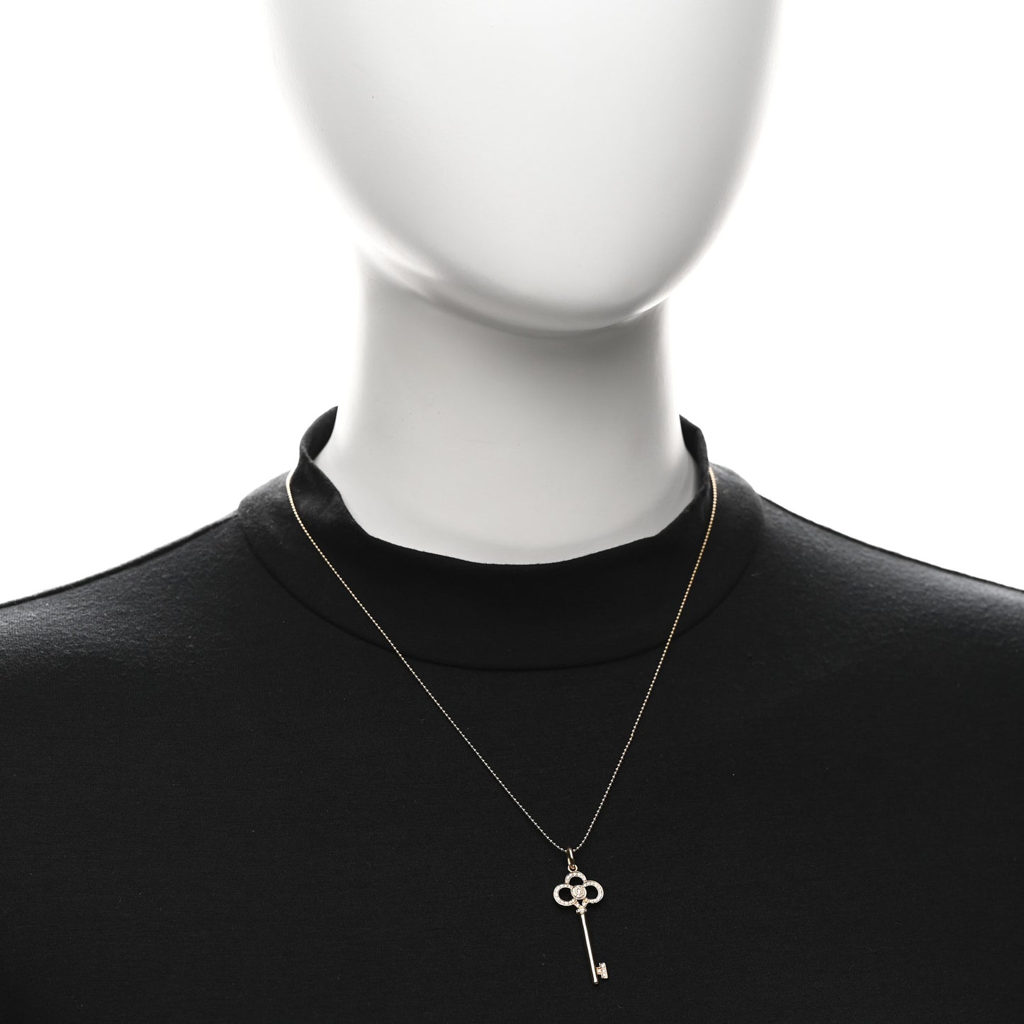 18K Yellow Gold Diamond Crown Key Pendant Necklace