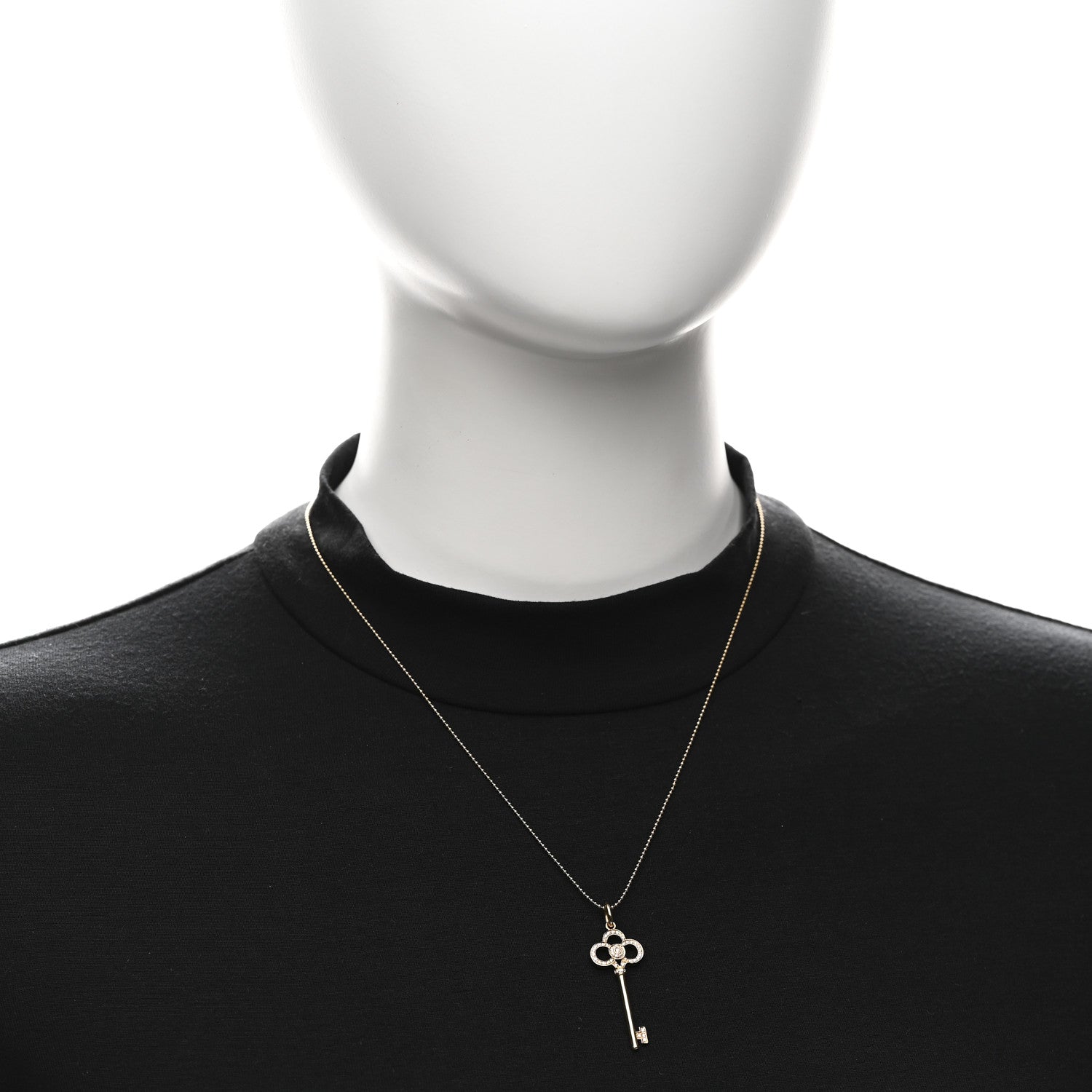Tiffany 18K Yellow Gold Diamond Crown Key Pendant Necklace 2 of 5