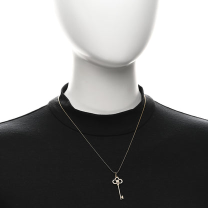 Tiffany 18K Yellow Gold Diamond Crown Key Pendant Necklace 2 of 5