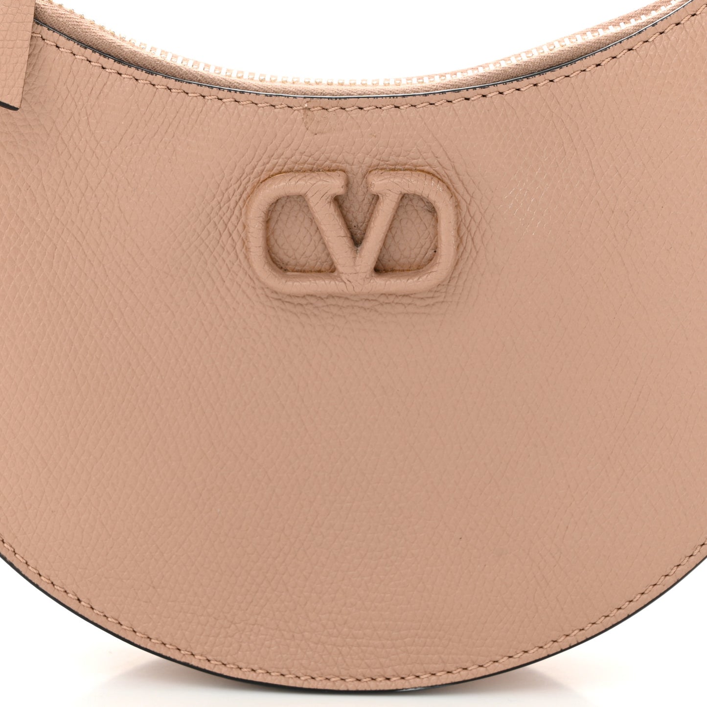 Grainy Calfskin Mini Vlogo Hobo Bag Rose Cannelle