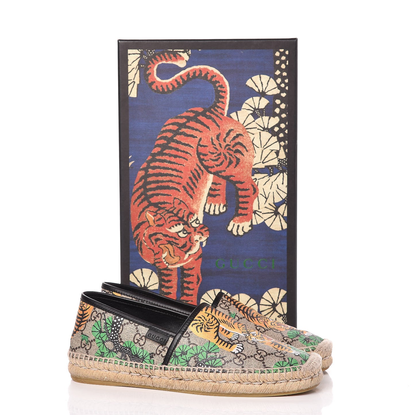 GG Supreme Monogram Bengal Mens Espadrilles 6 Beige Crop Yard