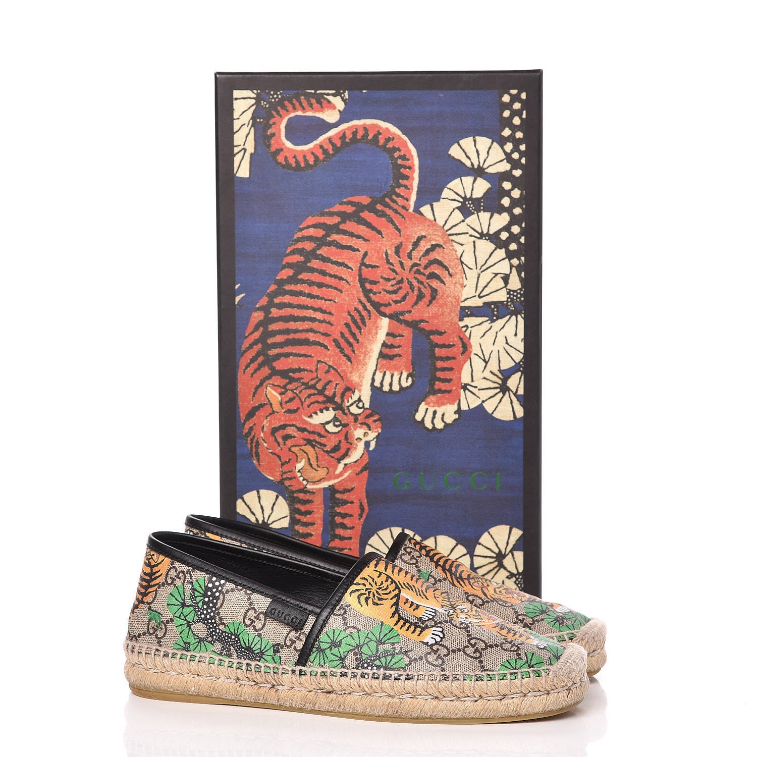 Gucci GG Supreme Monogram Bengal Mens Espadrilles 6 Beige Crop Yard 10 of 10