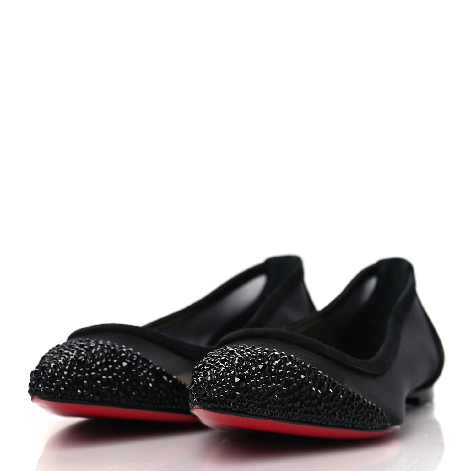 Christian Louboutin Veau Velours Rete Strass Galativi Flats 36 Black 3 of 7