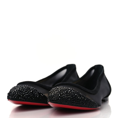 Christian Louboutin Veau Velours Rete Strass Galativi Flats 36 Black 3 of 7