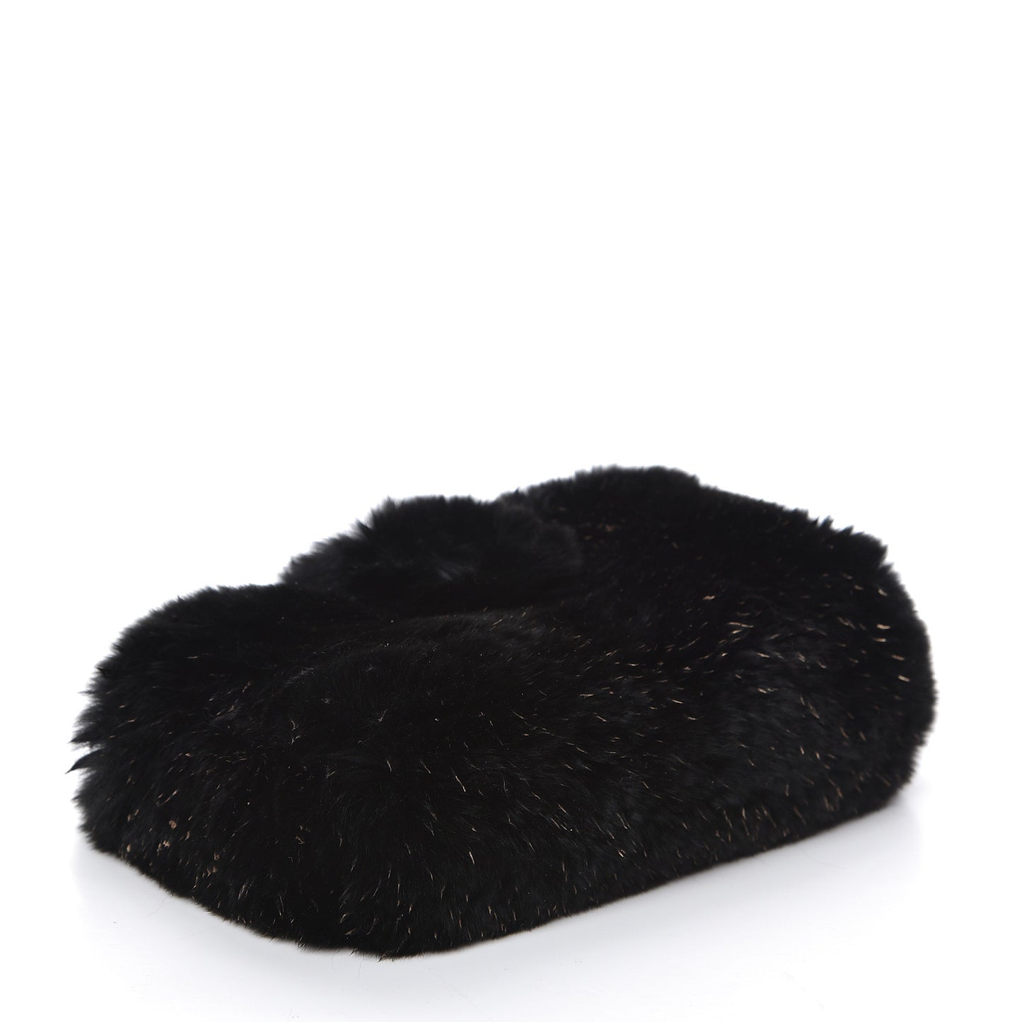 Rabbit Fur Small Clutch With Chain Black