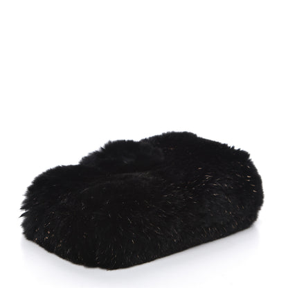 Chanel Rabbit Fur Small Clutch With Chain Black 4 of 12