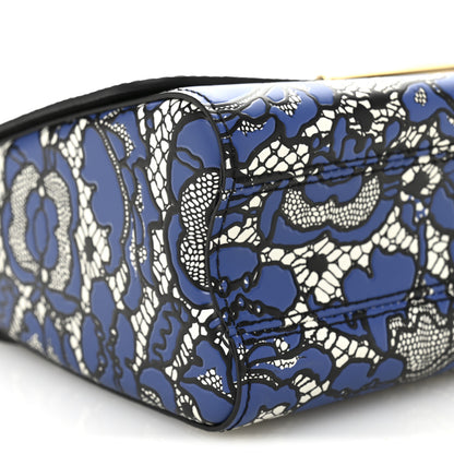 Louis Vuitton Calfskin Lace Flower Inlay Twist Shoulder Bag MM Navy Black 9 of 11
