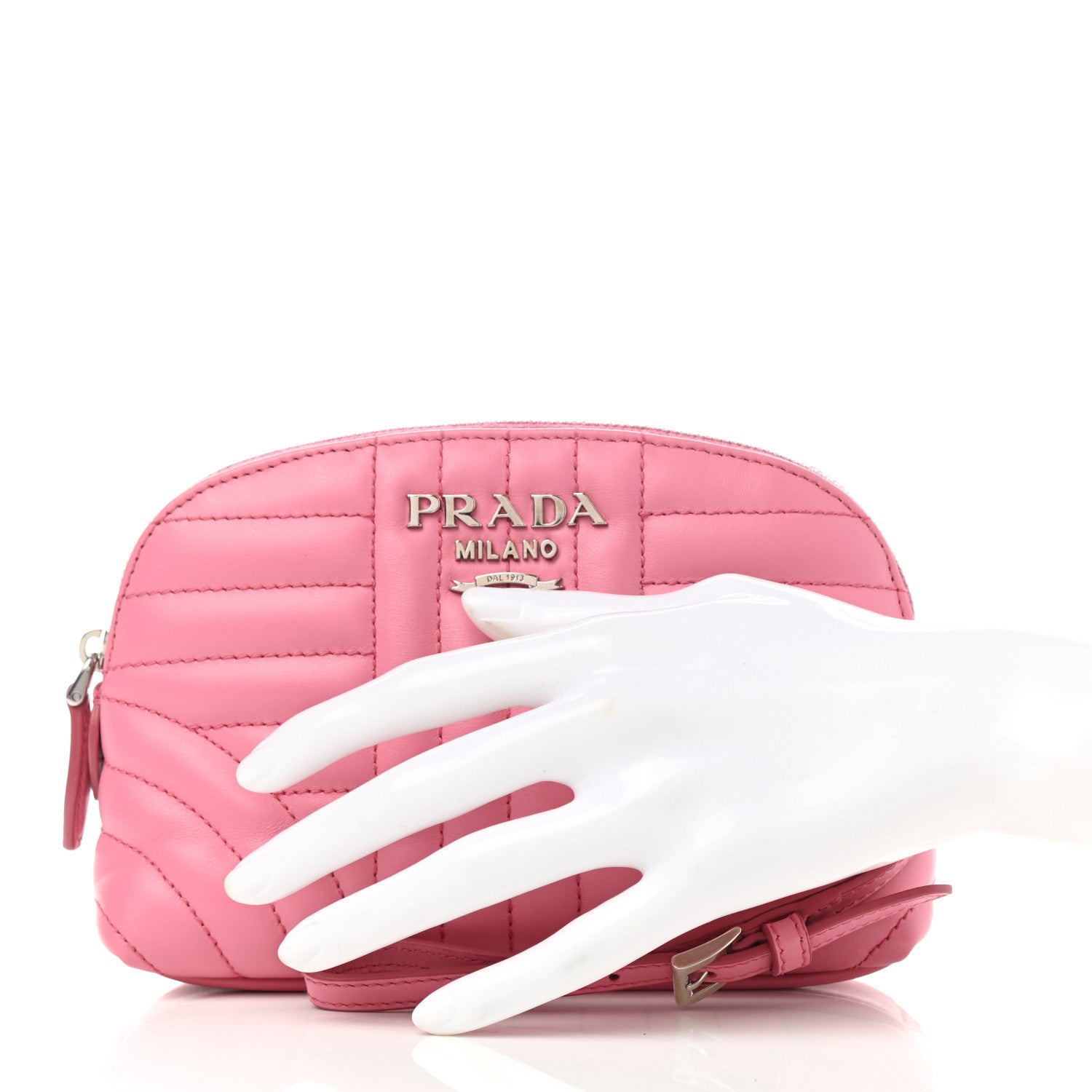 Prada Soft Calfskin Diagramme Wristlet Pouch Bag Begonia 2 of 7