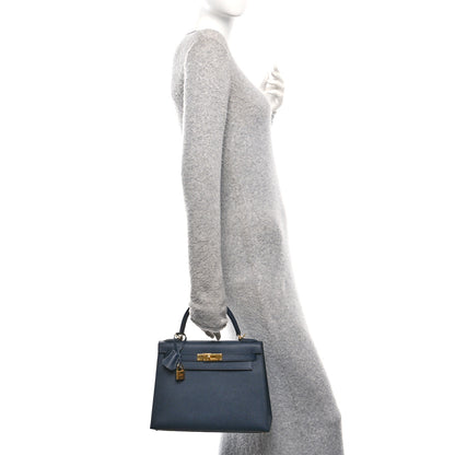 Hermes Epsom Kelly Sellier 28 Bleu Indigo 2 of 10