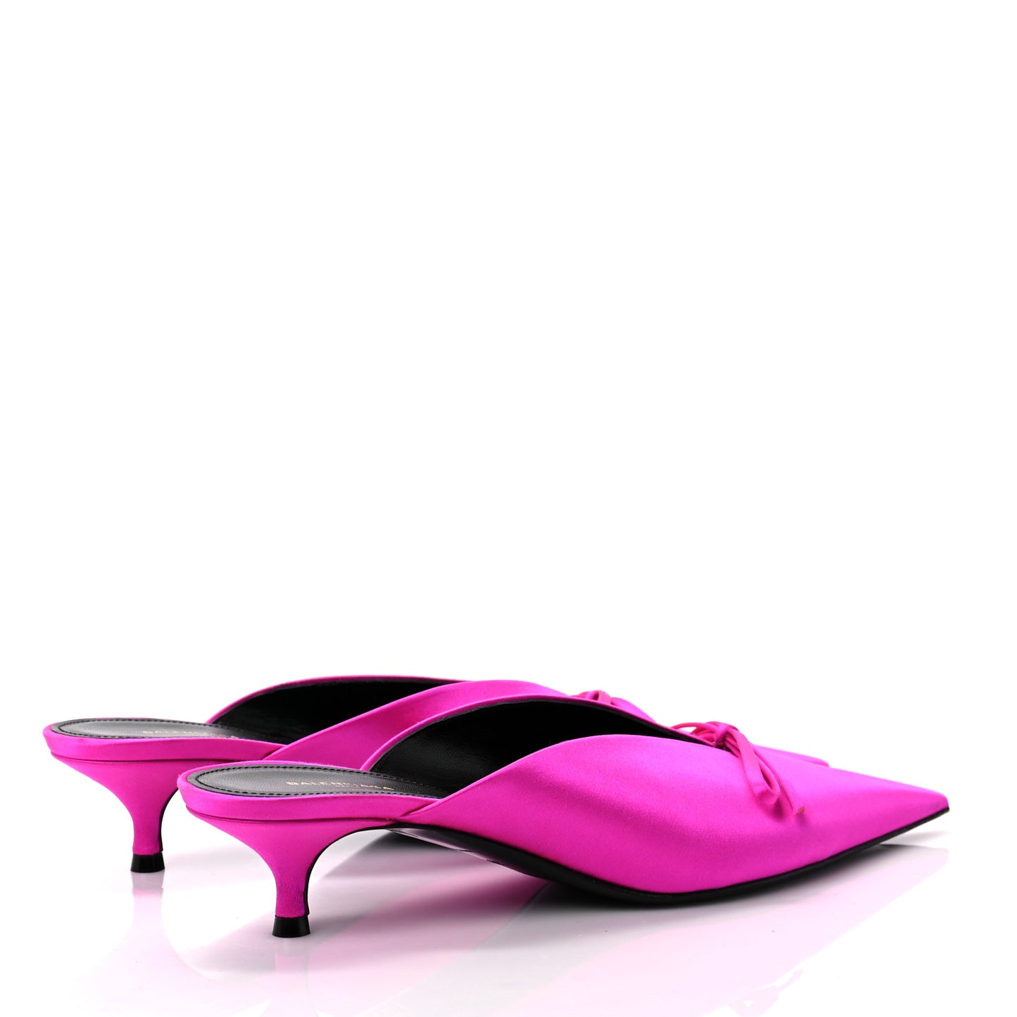 Satin Pointed Toe Knife 40mm Mules 38.5 Rose Fuchsia