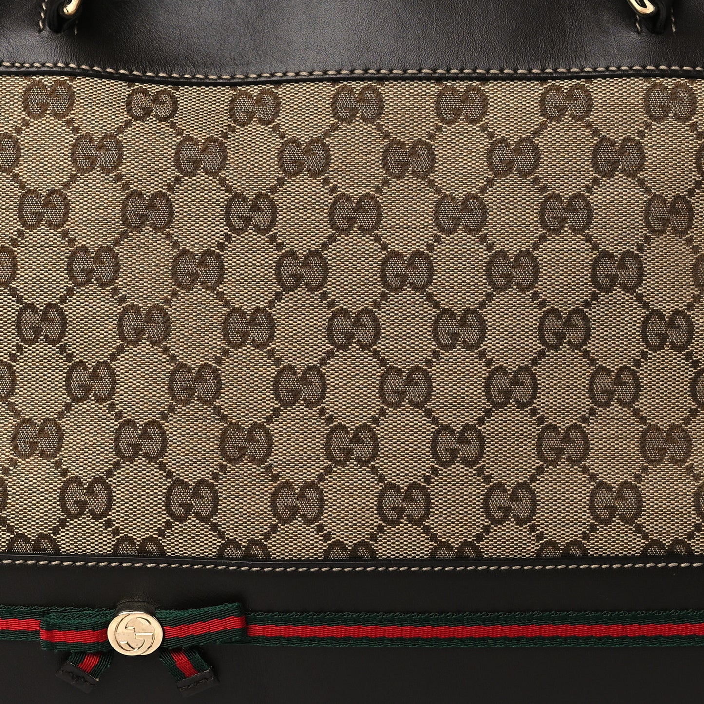 Monogram Web Mayfair Top Handle Satchel Dark Brown