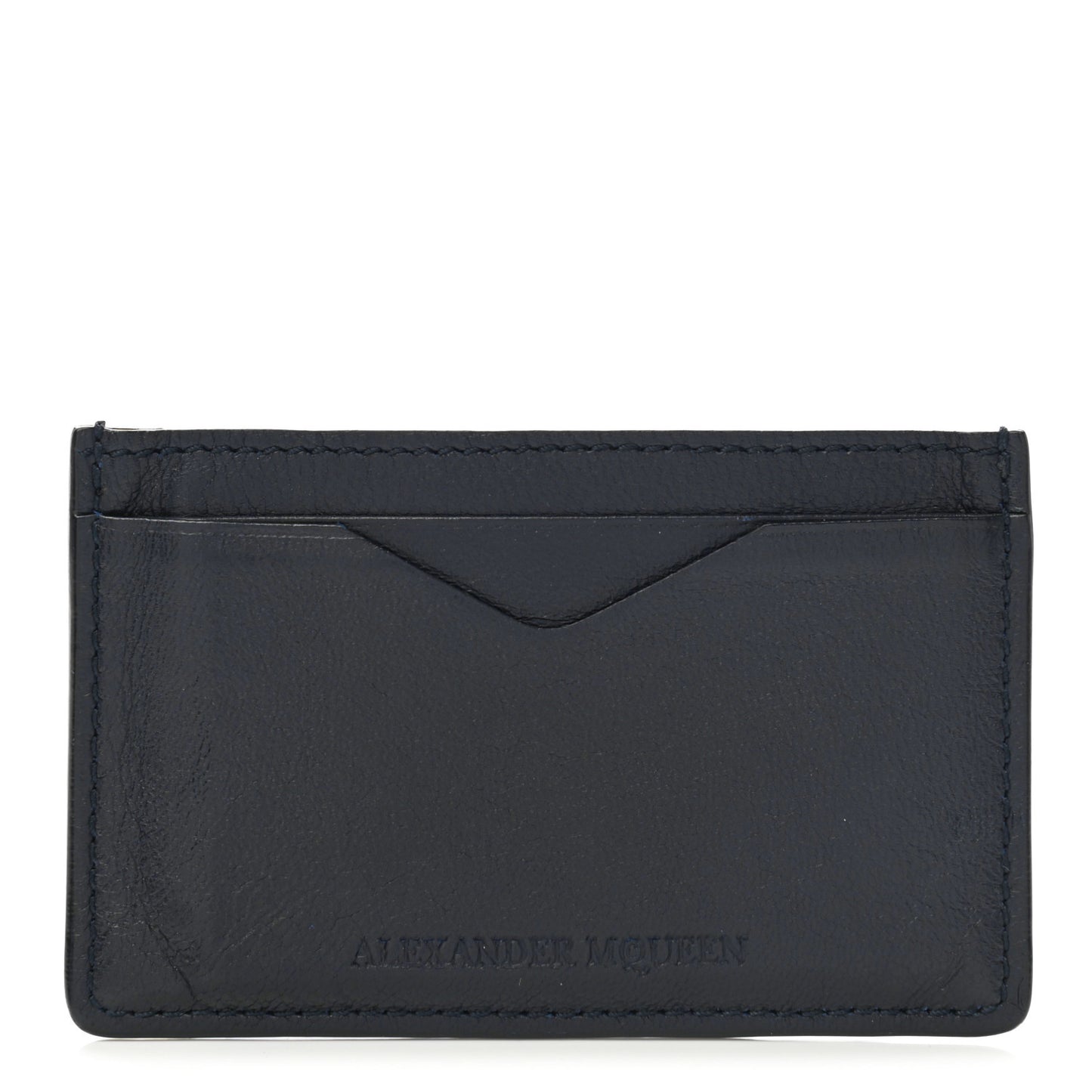 Calfskin Embossed Card Holder Navy