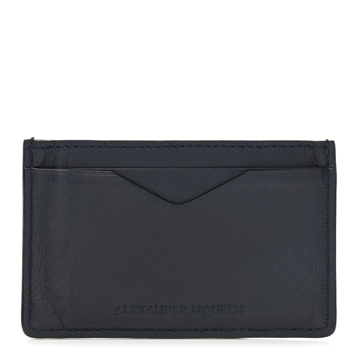 Alexander McQueen Calfskin Embossed Card Holder Navy 1 of 10