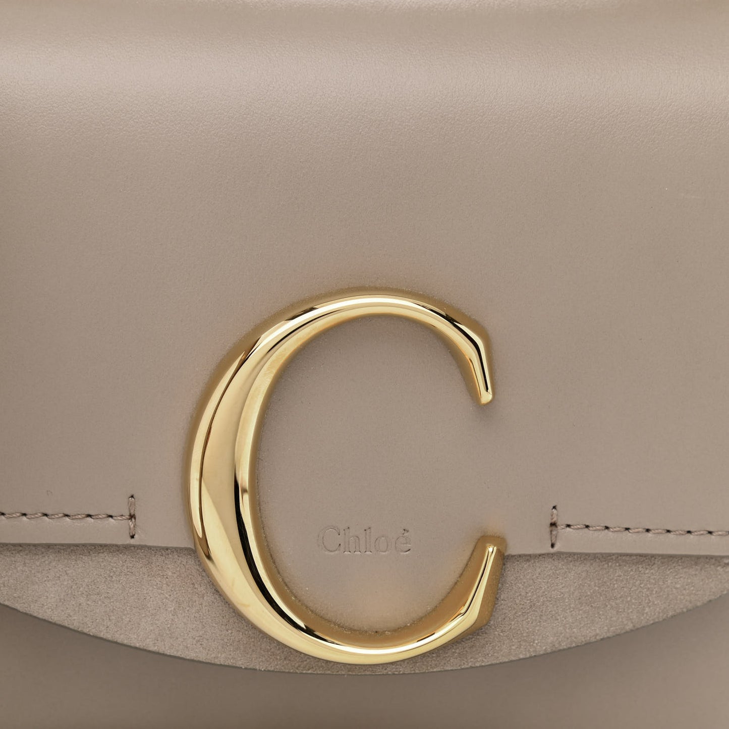 Shiny Calfskin Suede Mini C Double Carry Motty Grey