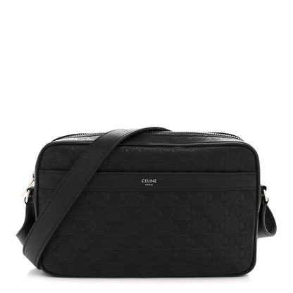 Celine Calfskin Triomphe Embossed Medium Messenger Bag Black 1 of 12