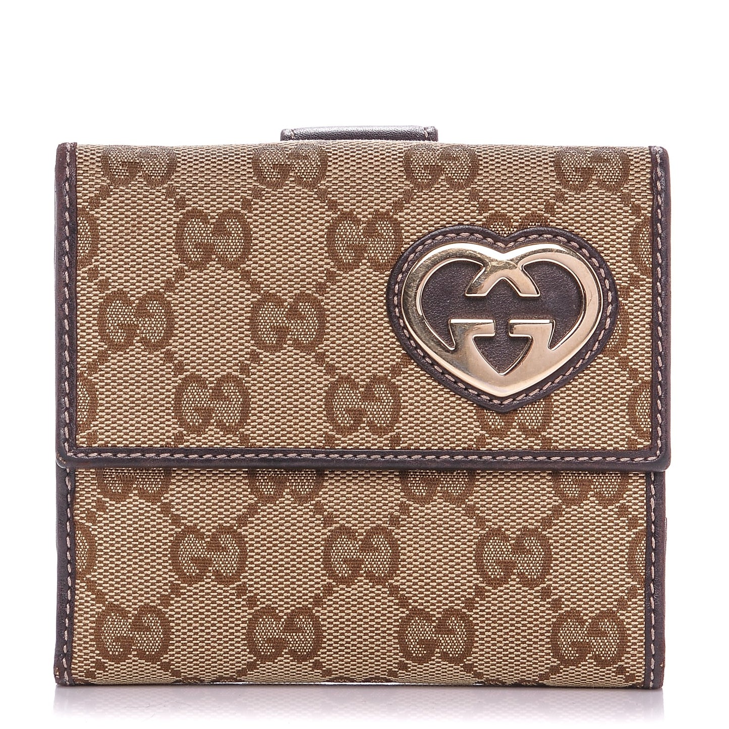 Monogram Lovely Heart French Flap Wallet Dark Brown