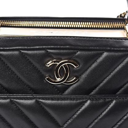 Chanel Lambskin Chevron Quilted Small Trendy CC Bowling Bag Black 11 of 14