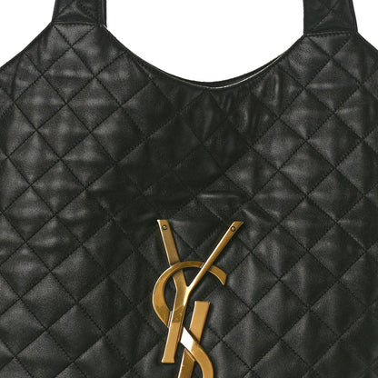 Saint Laurent Lambskin Quilted Maxi Icare Shopping Tote Black 9 of 12