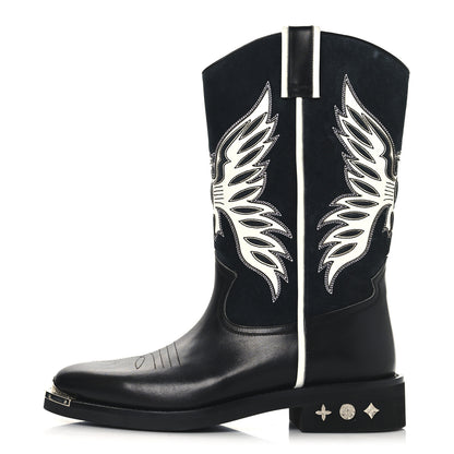 Louis Vuitton Calfskin Canyon Mens Cowboy Boots 10 Black 1 of 8