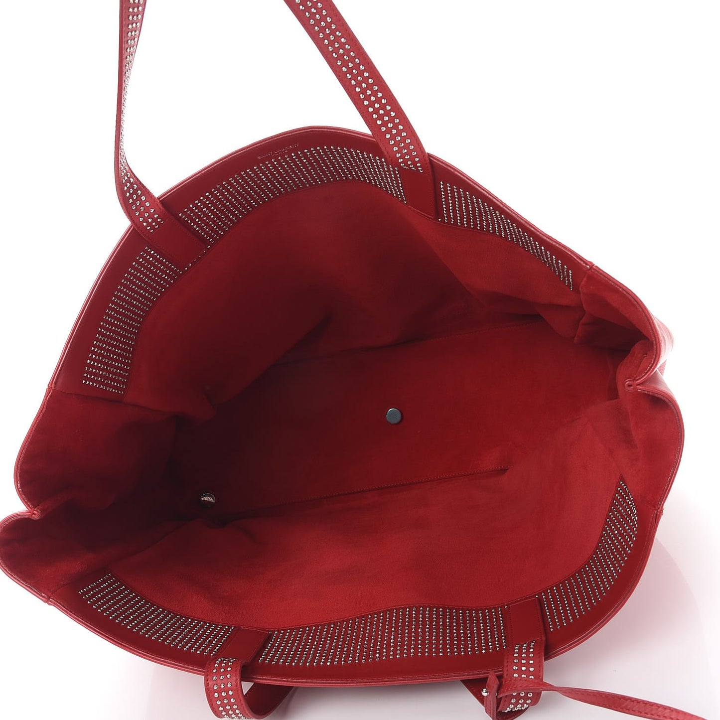 Calfskin Suede Stud Reversible Shopper Tote Red