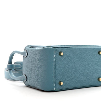 Hermes Taurillon Clemence Mini Lindy 20 Bleu Jean 7 of 9