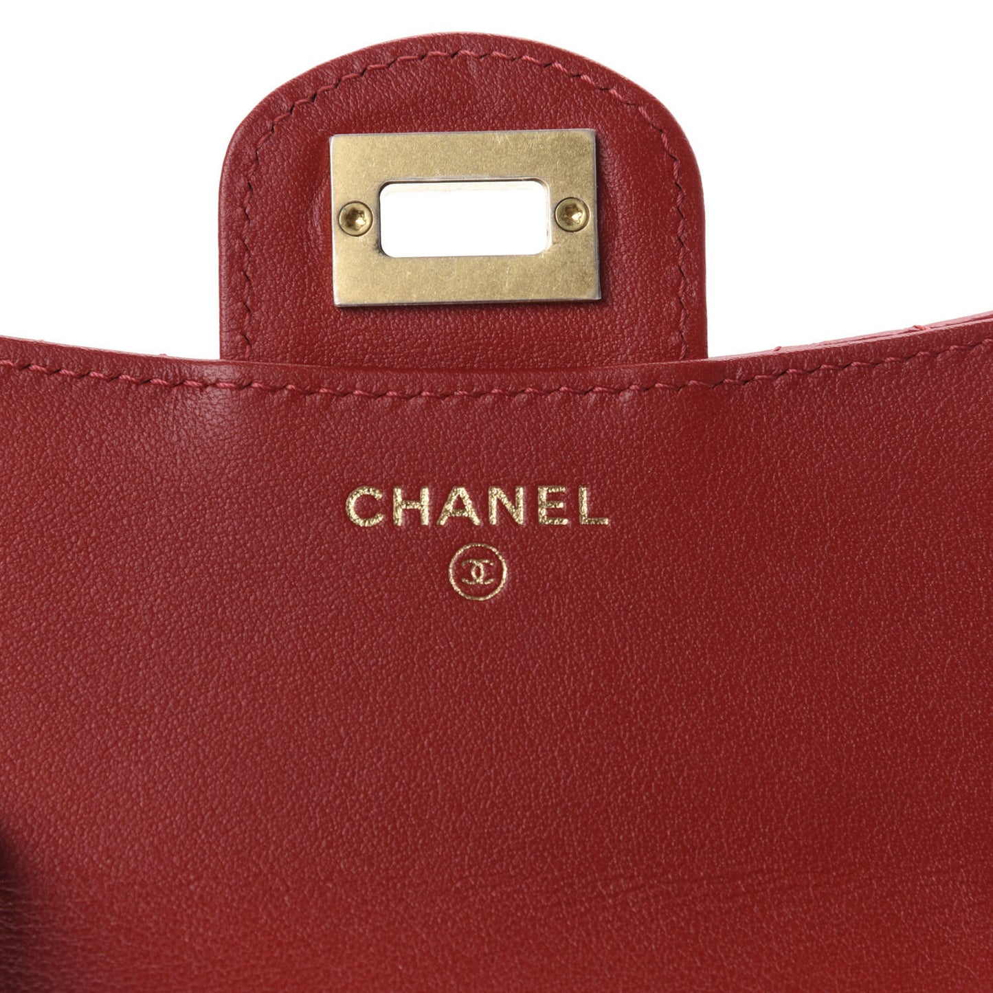 Aged Calfskin Quilted Reissue Compact Wallet Red
