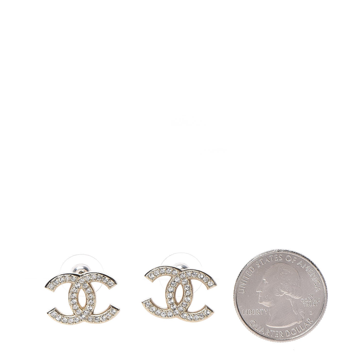 Chanel Crystal CC Earrings Gold 2 of 5