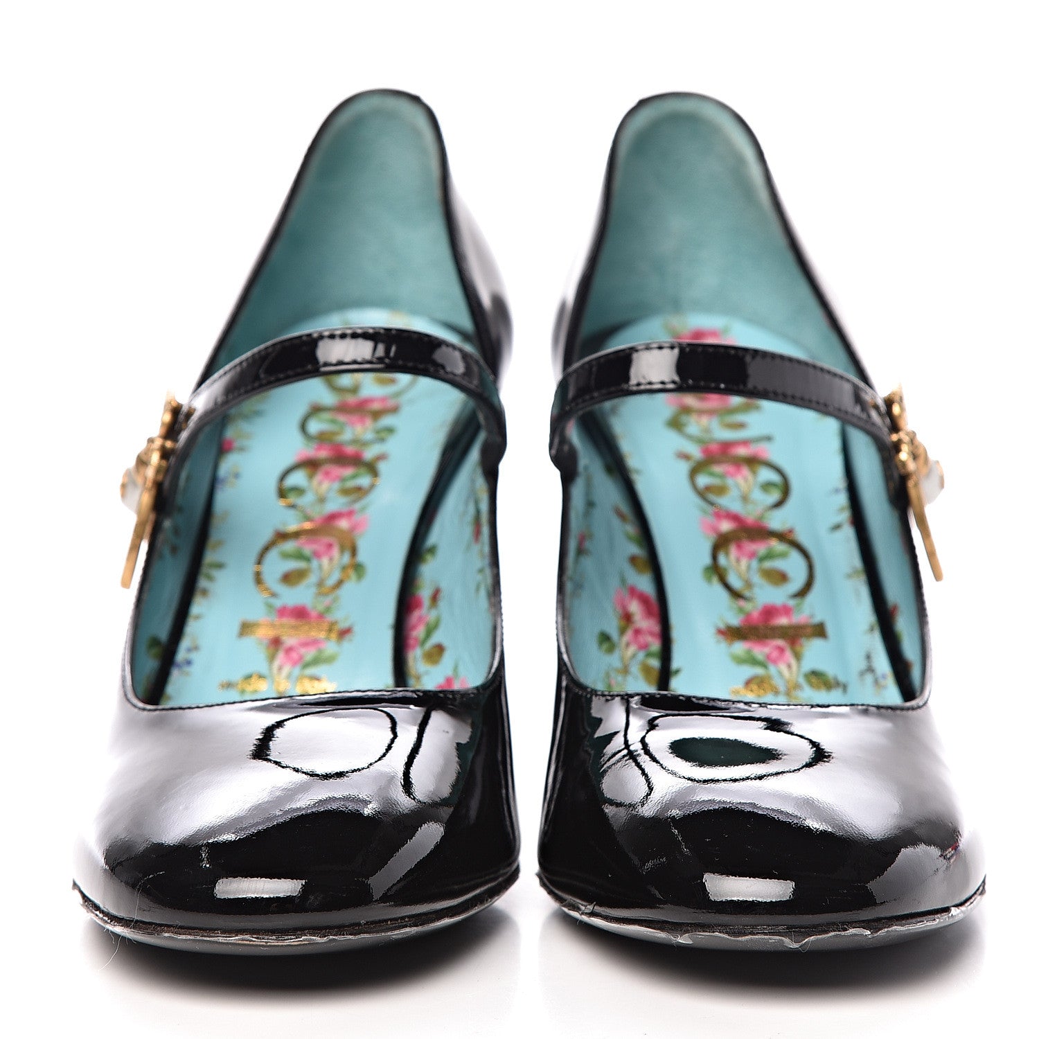 Gucci Vernice Crystal Lois Bee Mary Jane Pumps 37 Black 2 of 13