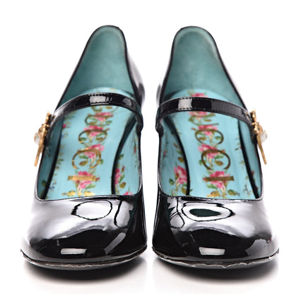 Gucci Vernice Crystal Lois Bee Mary Jane Pumps 37 Black 2 of 13