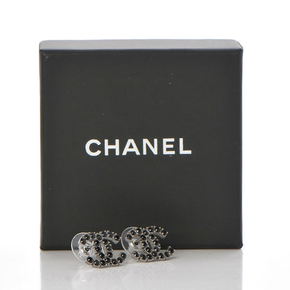 Chanel Ruthenium Crystal CC Earrings Black Gold 6 of 6
