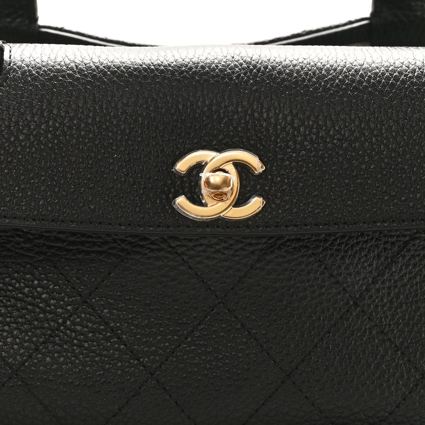 Grained Calfskin Stitched Urban Essentials Small Shopping Bag Black