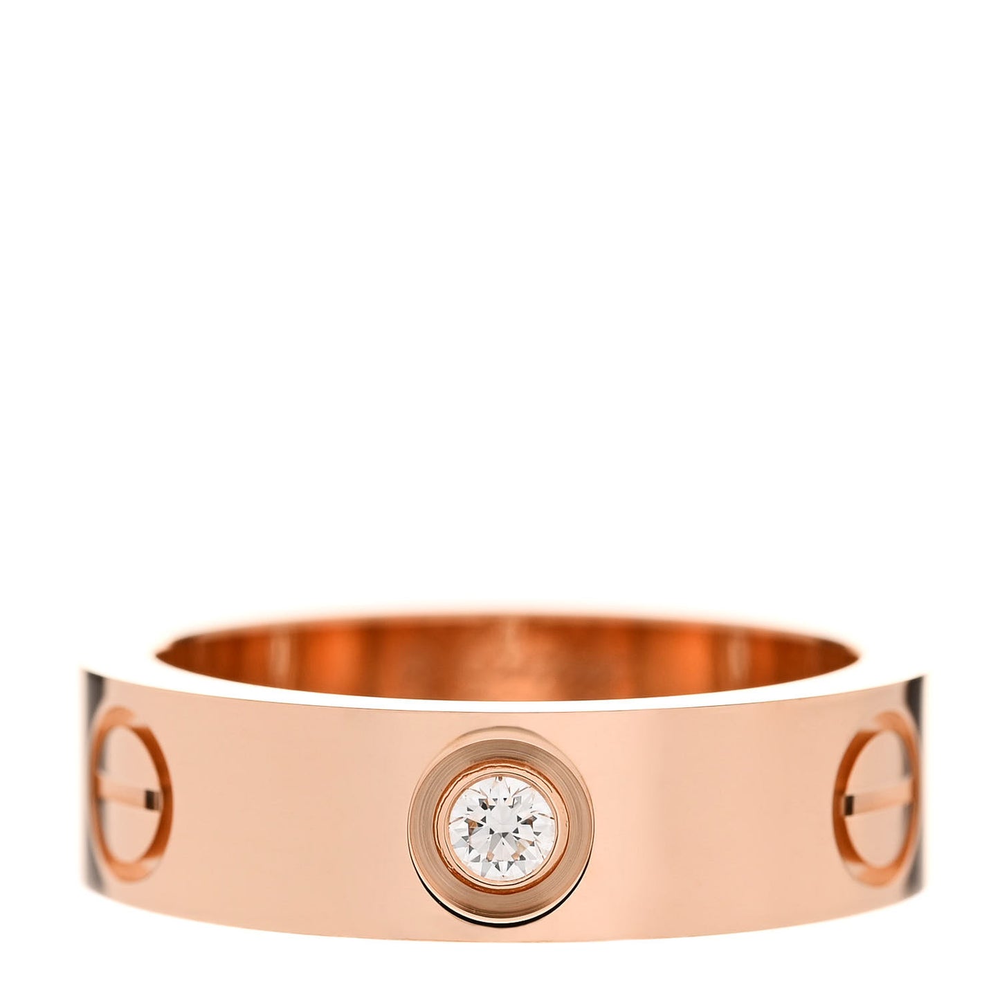 18K Pink Gold 3 Diamond 5.5mm LOVE Ring 53 6.5