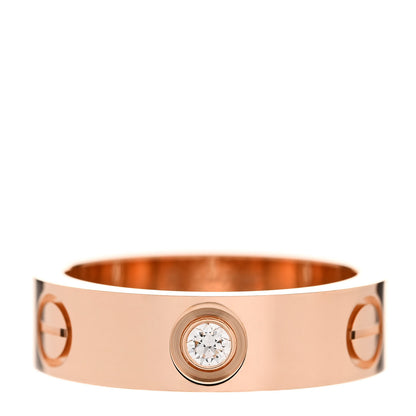 Cartier 18K Pink Gold 3 Diamond 5.5mm LOVE Ring 53 6.5 1 of 5