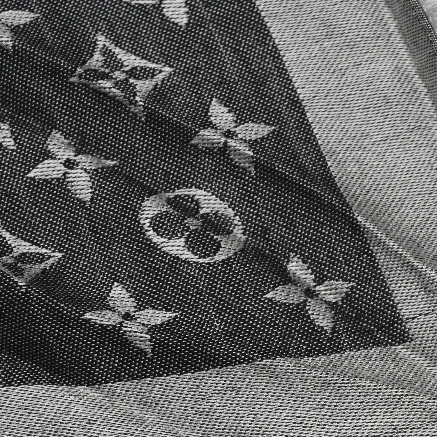 Louis Vuitton Silk Wool Monogram Denim Shawl Black 4 of 4