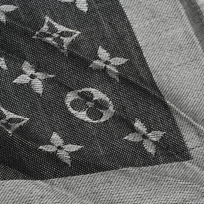 Louis Vuitton Silk Wool Monogram Denim Shawl Black 4 of 4