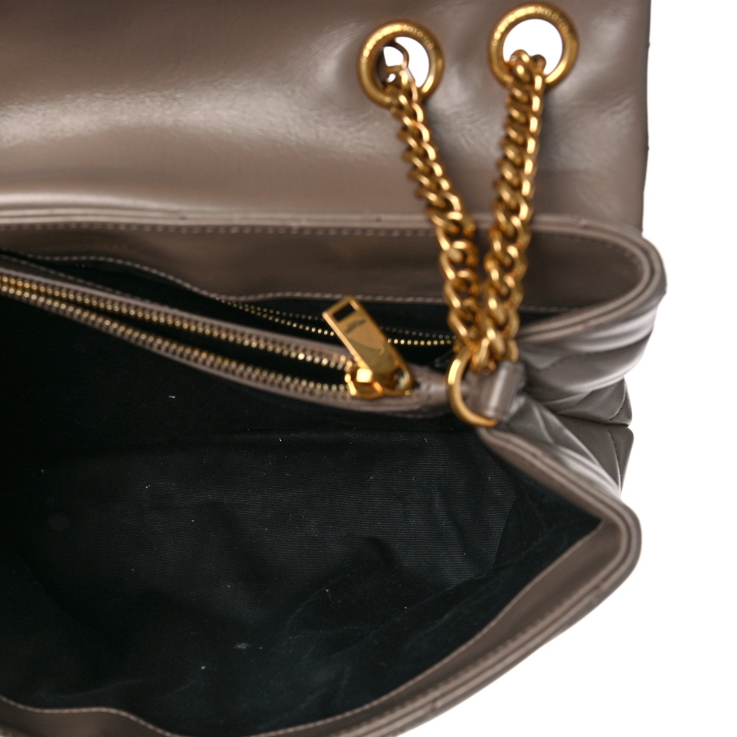 Saint Laurent Calfskin Y Quilted Monogram Medium Loulou Chain Satchel Taupe 4 of 8