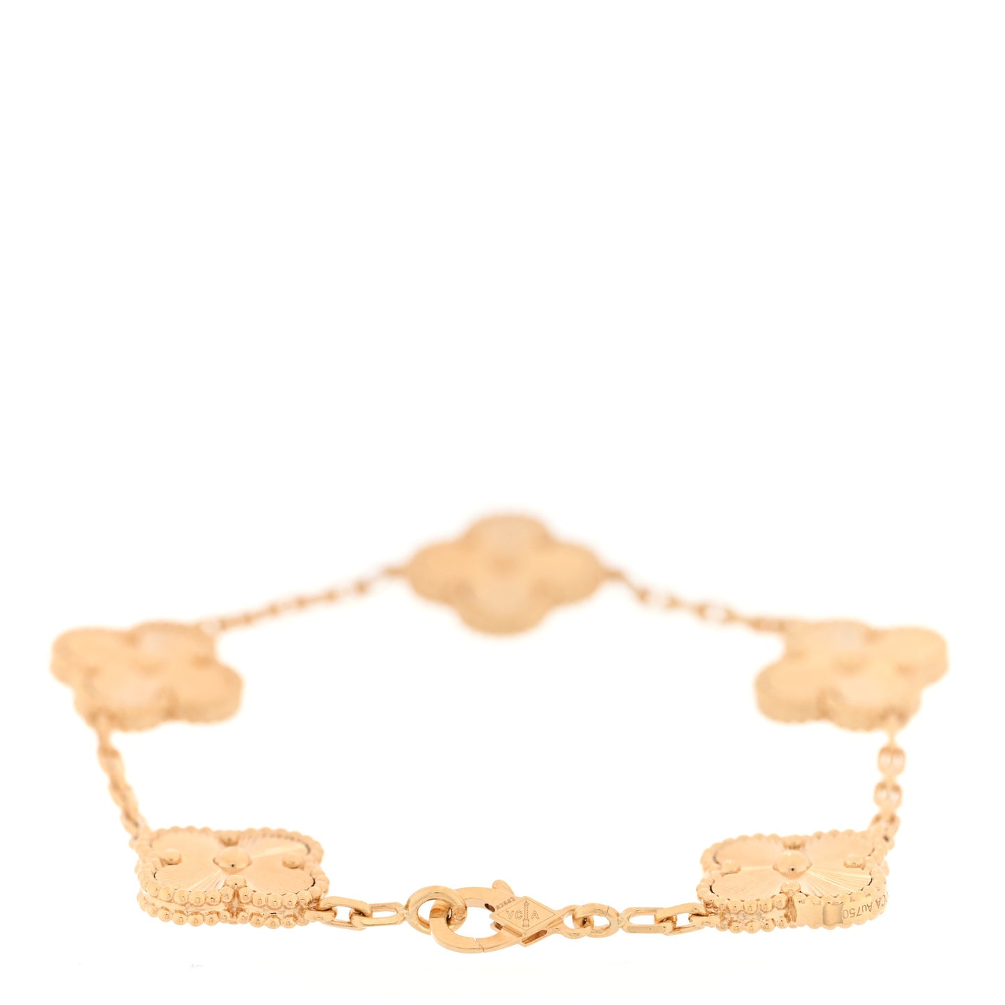 18K Yellow Gold 5 Motifs Guilloche Vintage Alhambra Bracelet