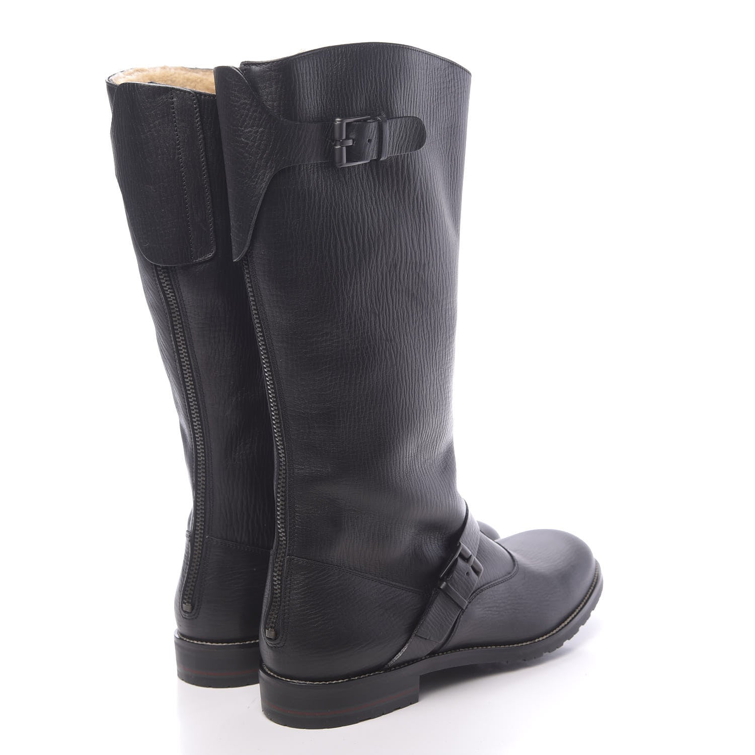 Gucci Calfskin Shearling Boots 11 Black 4 of 9